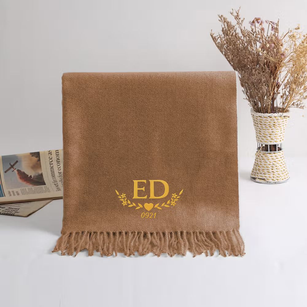 Personalized Monogrammed Initial Multicolor Super Soft Warm Scarf with Embroidered Name