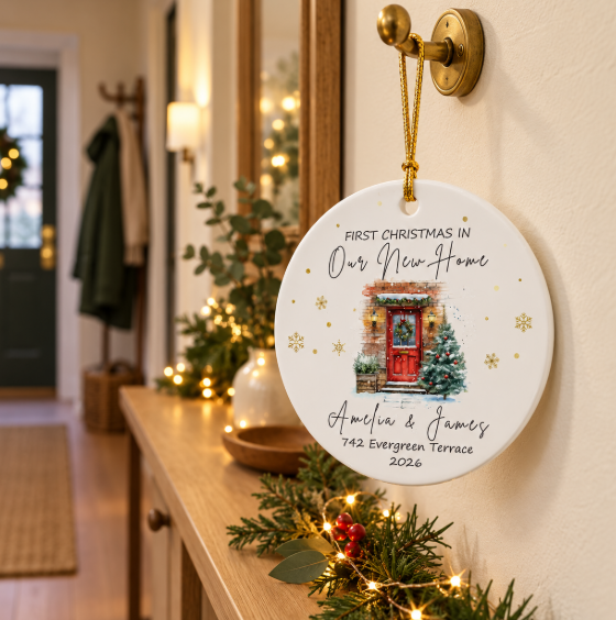 A named house ornament with address details
