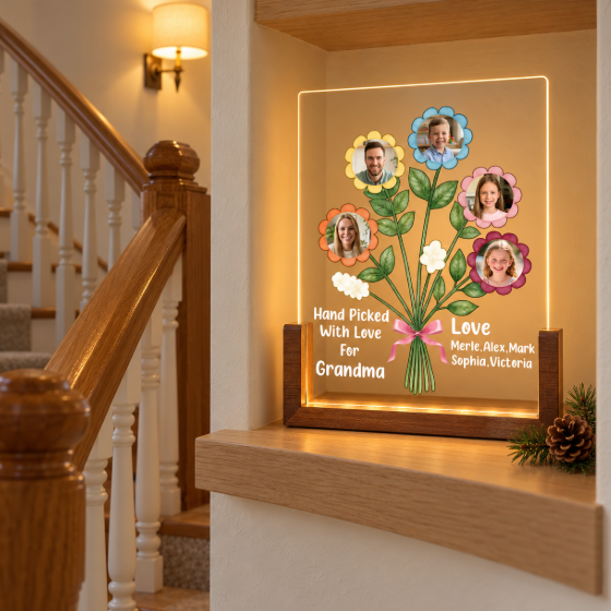 Acrylic LED Night Light with 1-7 Family Photos