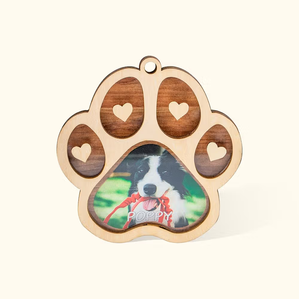 named pet-paw Christmas ornament